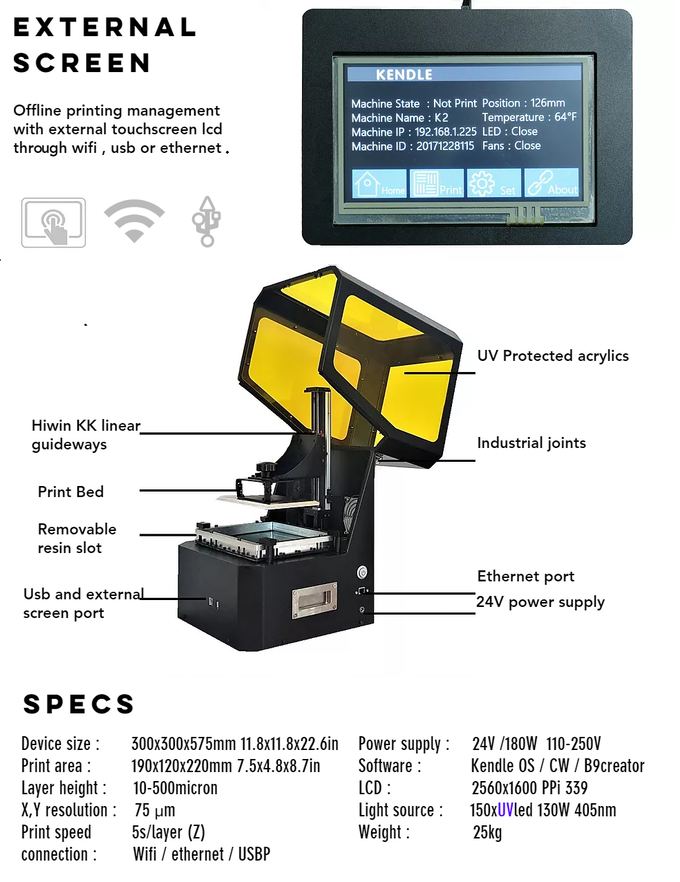 [视频] Kendle K2 : 一款高速专业的 LCD光固化3D打印机