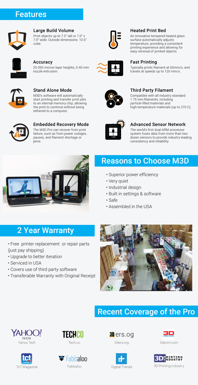 [视频] M3D Pro: 功能齐全的3D打印机 提高了可靠性