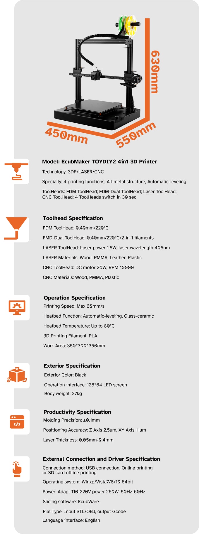 [视频] EcubMaker TOYDIY2 四合一 3D打印机