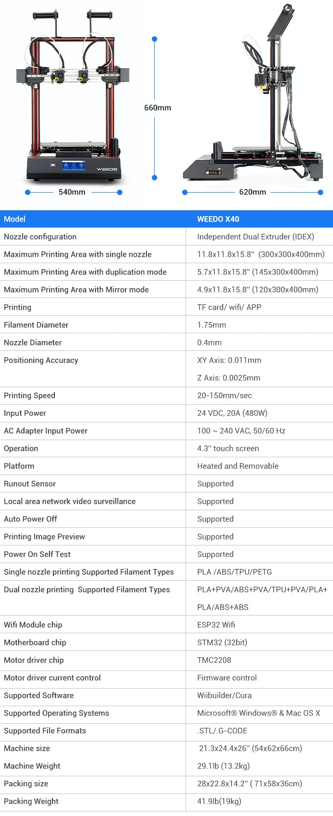 [视频] WEEDO X40 独立双挤出机 3D打印机