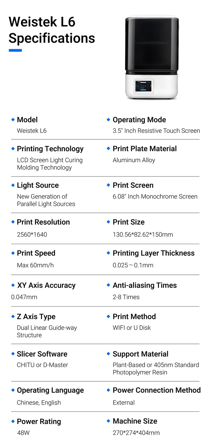 [视频] Weistek L6: 桌面上的下一代 2K LCD 3D 打印机