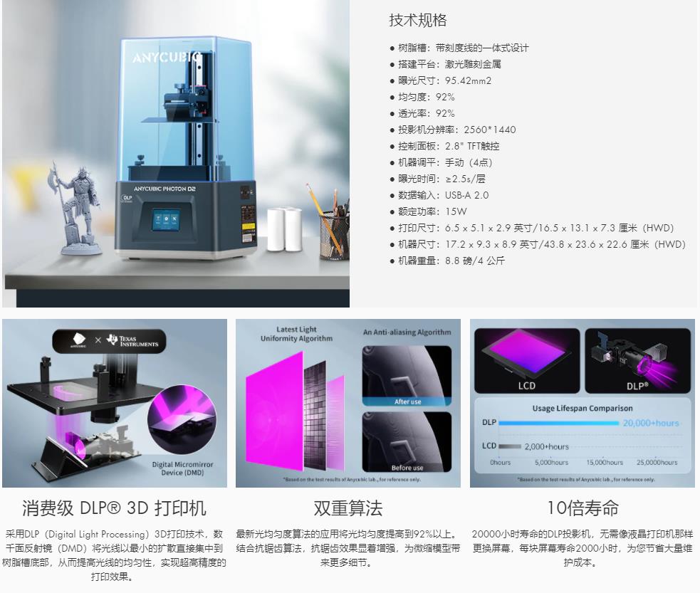 [视频] Anycubic Photon D2：采用 DLP® 技术实现高精度和优质体验
