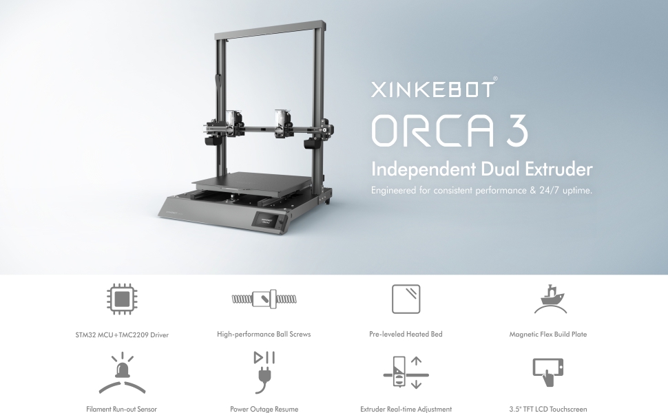 [视频] Xinkebot Orca 3 独立双挤出机大型 3D打印机