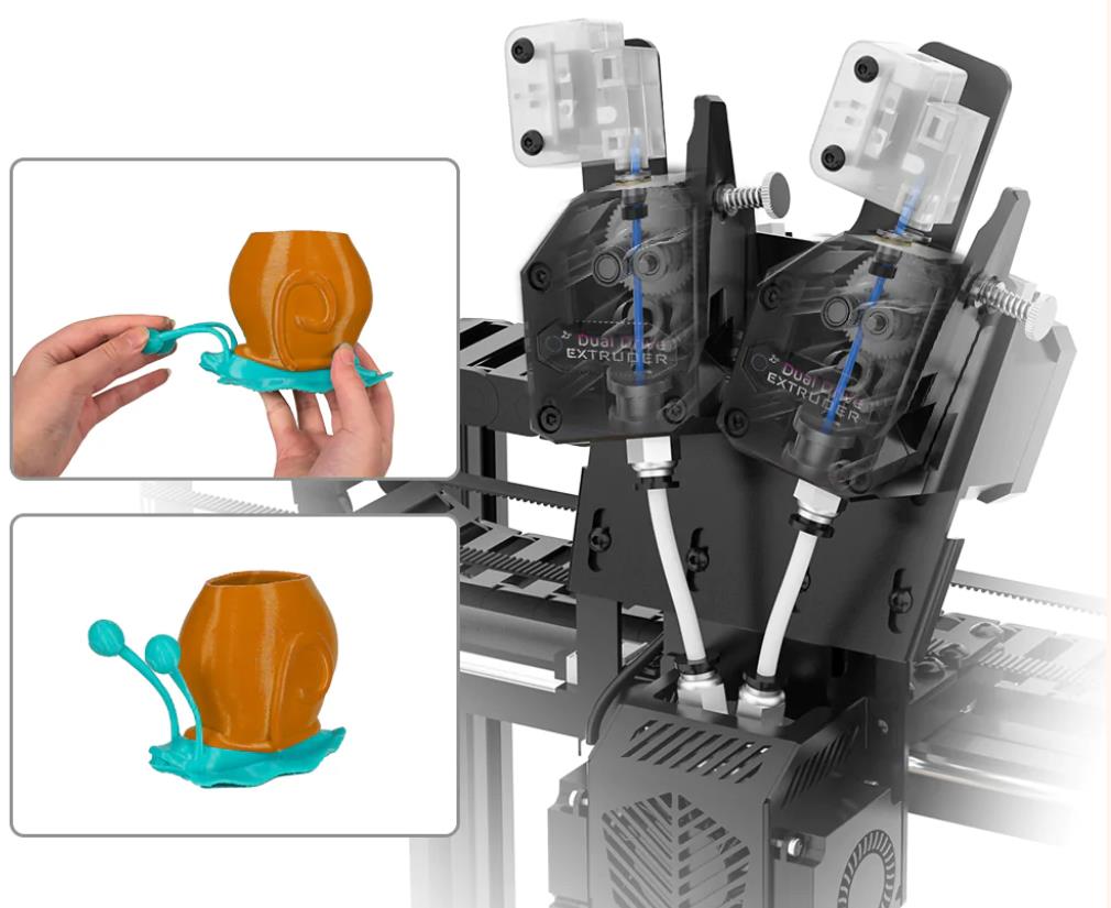 [视频] Tronxy 3D VEHO-600-2E 二进一出双挤出机大尺寸直驱3D打印机