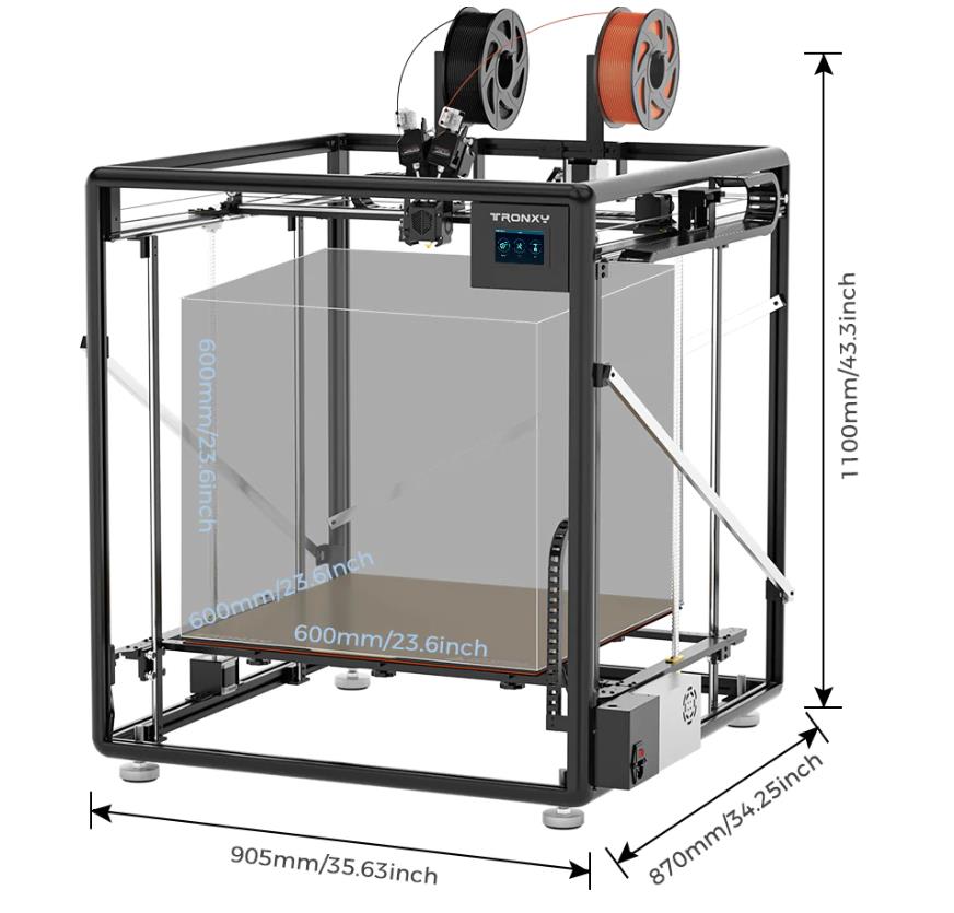 [视频] Tronxy 3D VEHO-600-2E 二进一出双挤出机大尺寸直驱3D打印机