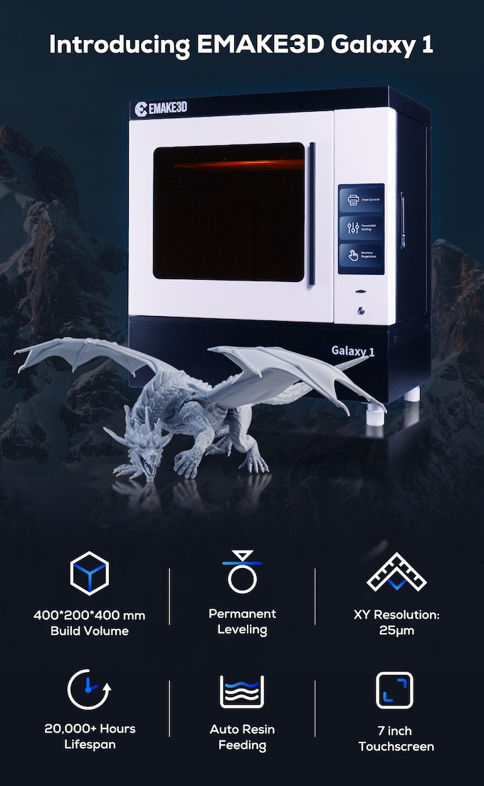 Emake3D Galaxy 1 ：17英寸大型SLA 3D打印机