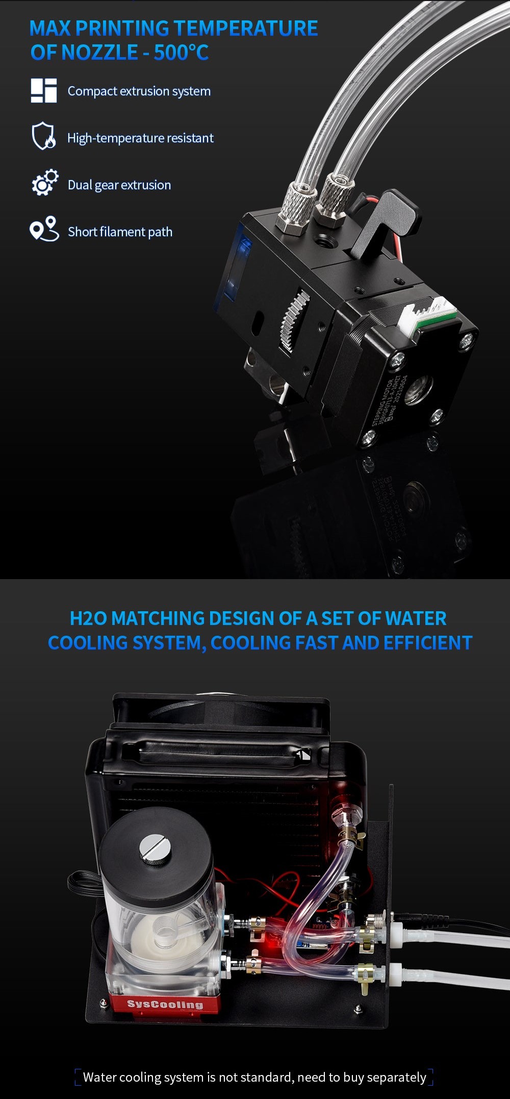 [视频] BIQU H2O 水冷直驱/近程挤出机 支持500℃高温打印