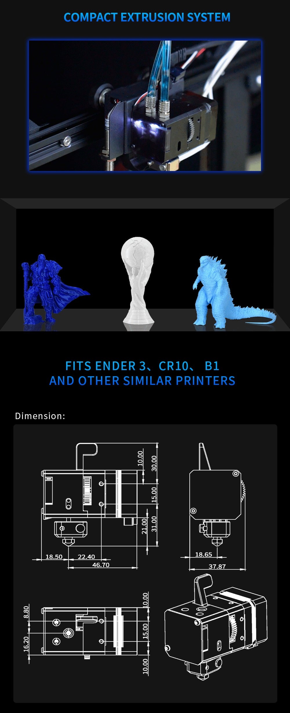 [视频] BIQU H2O 水冷直驱/近程挤出机 支持500℃高温打印