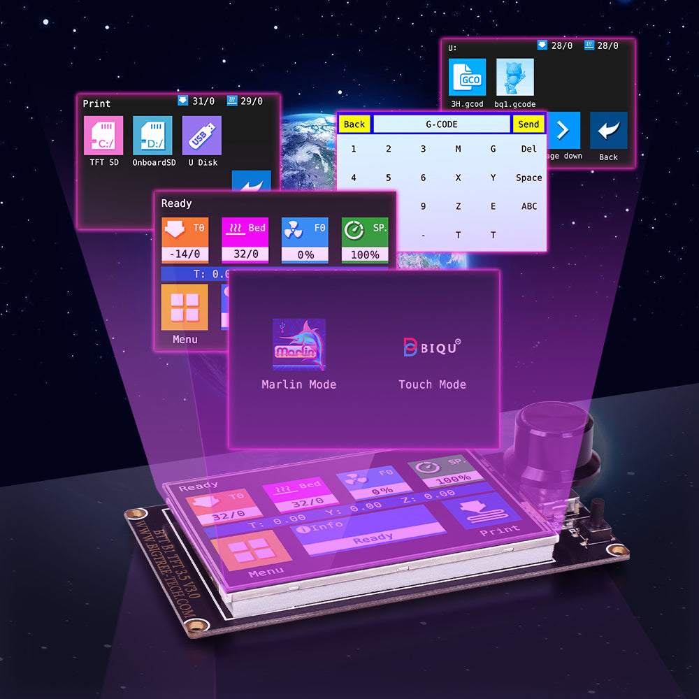 [视频] BIQU B1 TFT35 B1 V3.0 32位双操作系统 FDM 3D打印机