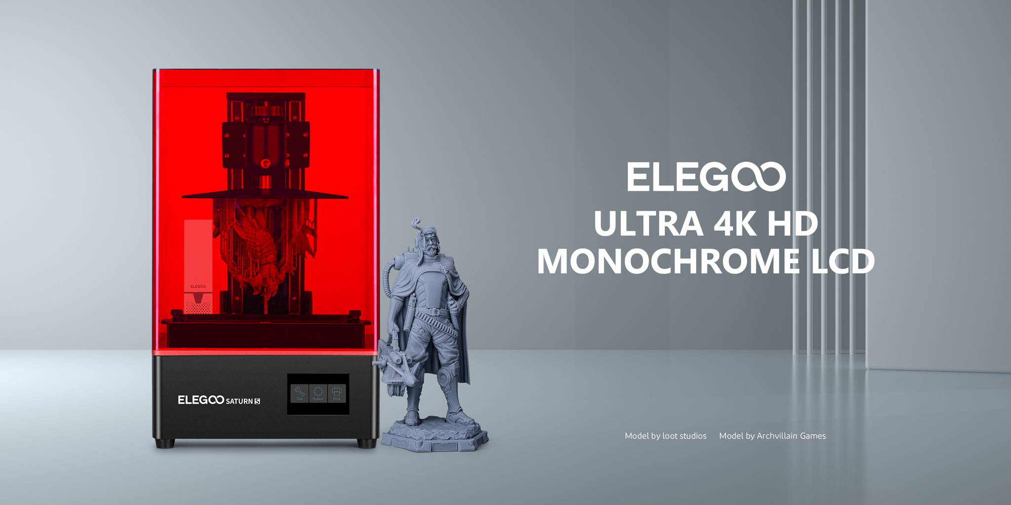 [视频] ELEGOO Saturn S 9.1寸4K 单色LCD光固化3D打印机