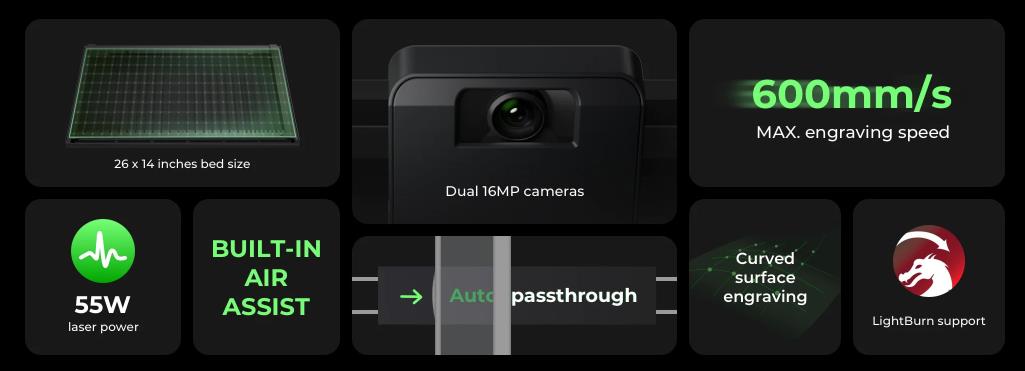 [视频] xTool P2 55W CO2 智能桌面激光雕刻切割机