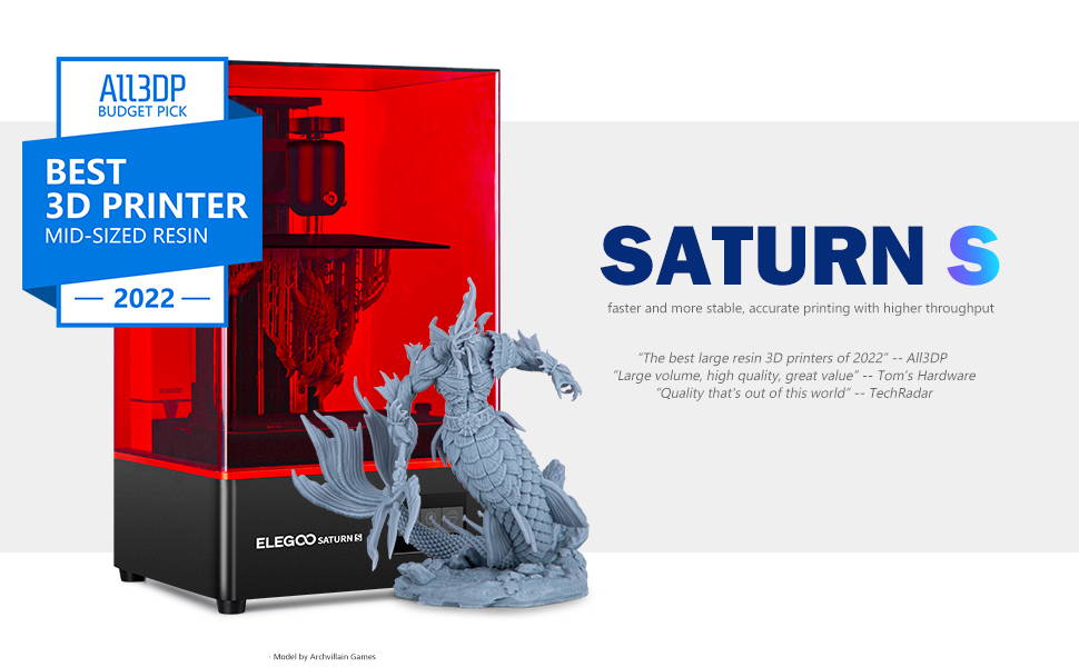 [视频] ELEGOO Saturn S 9.1寸4K 单色LCD光固化3D打印机