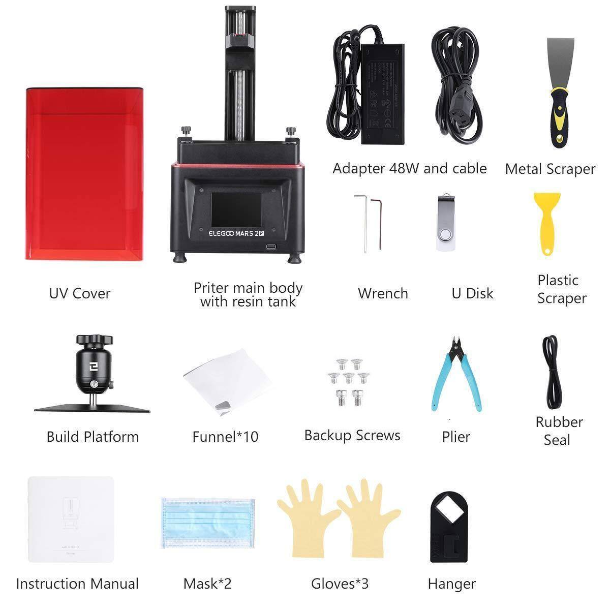 [视频] ELEGOO Mars 2 Pro 6.08寸2K 单色LCD光固化3D打印机