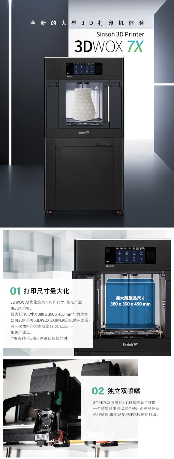 [视频] Sindoh 3DWOX 7X 大型半工业级FDM 3D打印机 展现完美打印细节
