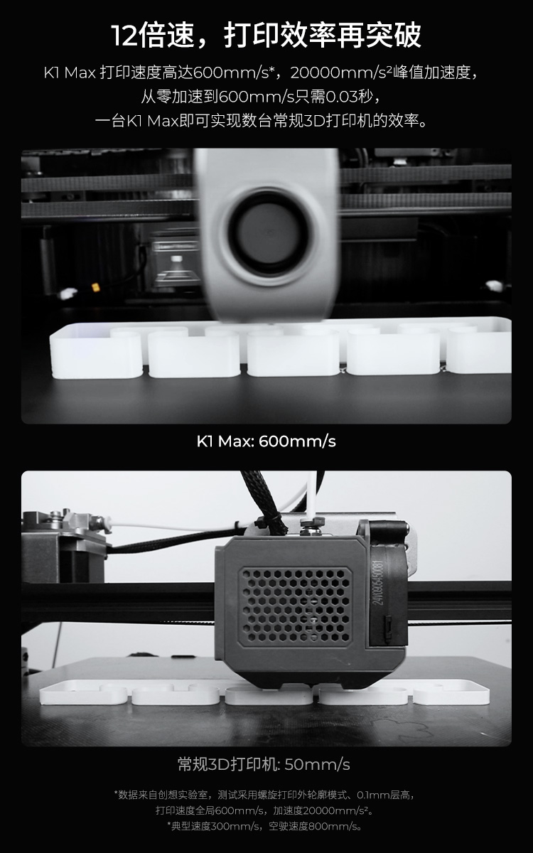 [视频] Creality K1 Max AI高速3D打印机：600mm/s打印速度 史诗般的飞跃