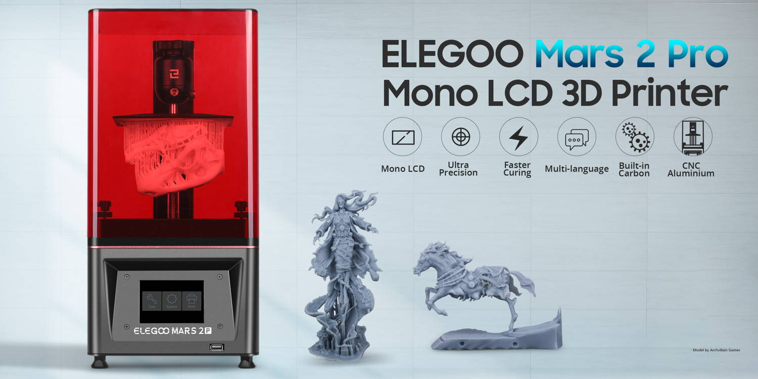 [视频] ELEGOO Mars 2 Pro 6.08寸2K 单色LCD光固化3D打印机