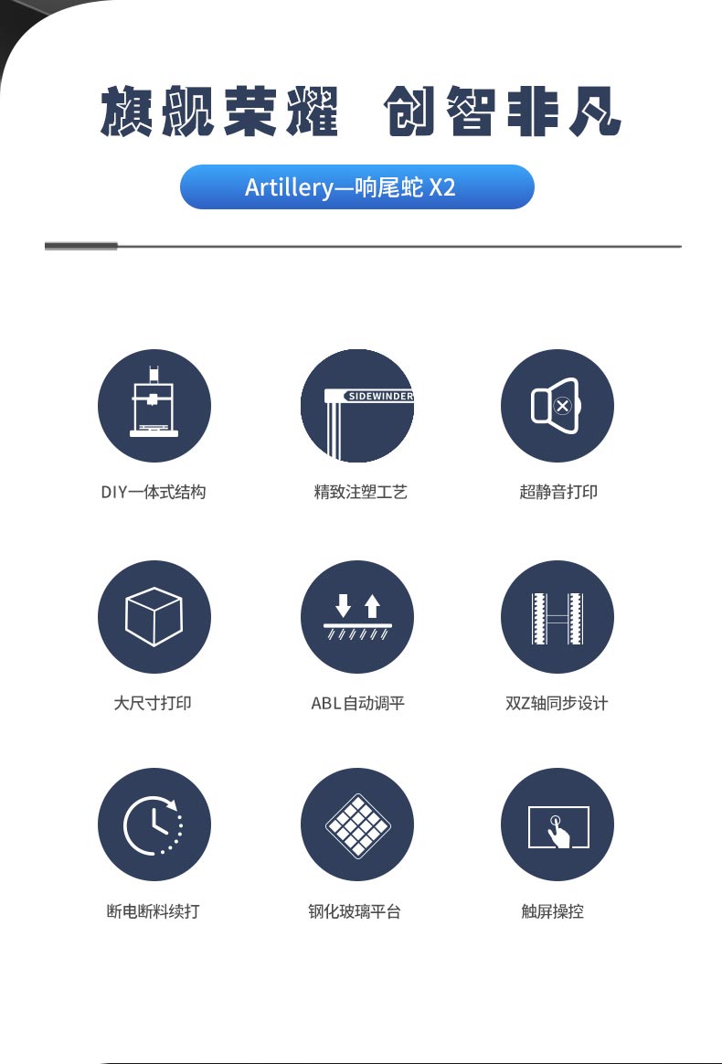 [视频] Artillery Sidewinder X2 含自主研发ABL自动调平的FDM 3D打印机