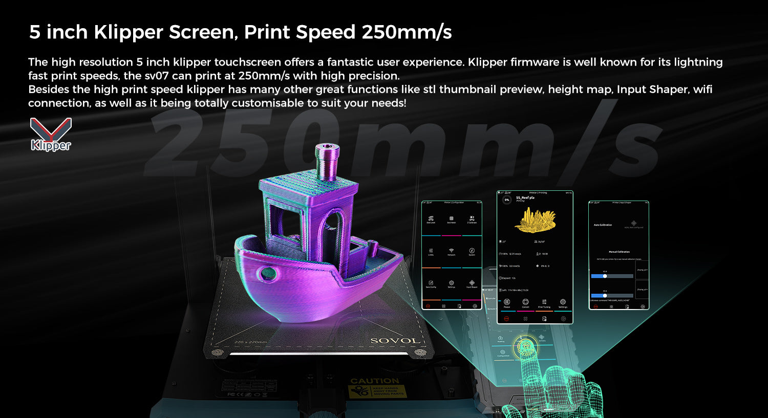 [视频] Sovol SV07 Klipper 直驱FDM 3D打印机 打印速度 250mm/s