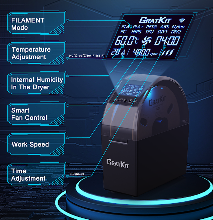 [视频] GratKit Firefly 世界上第一台APP控制的3D打印长丝干燥机