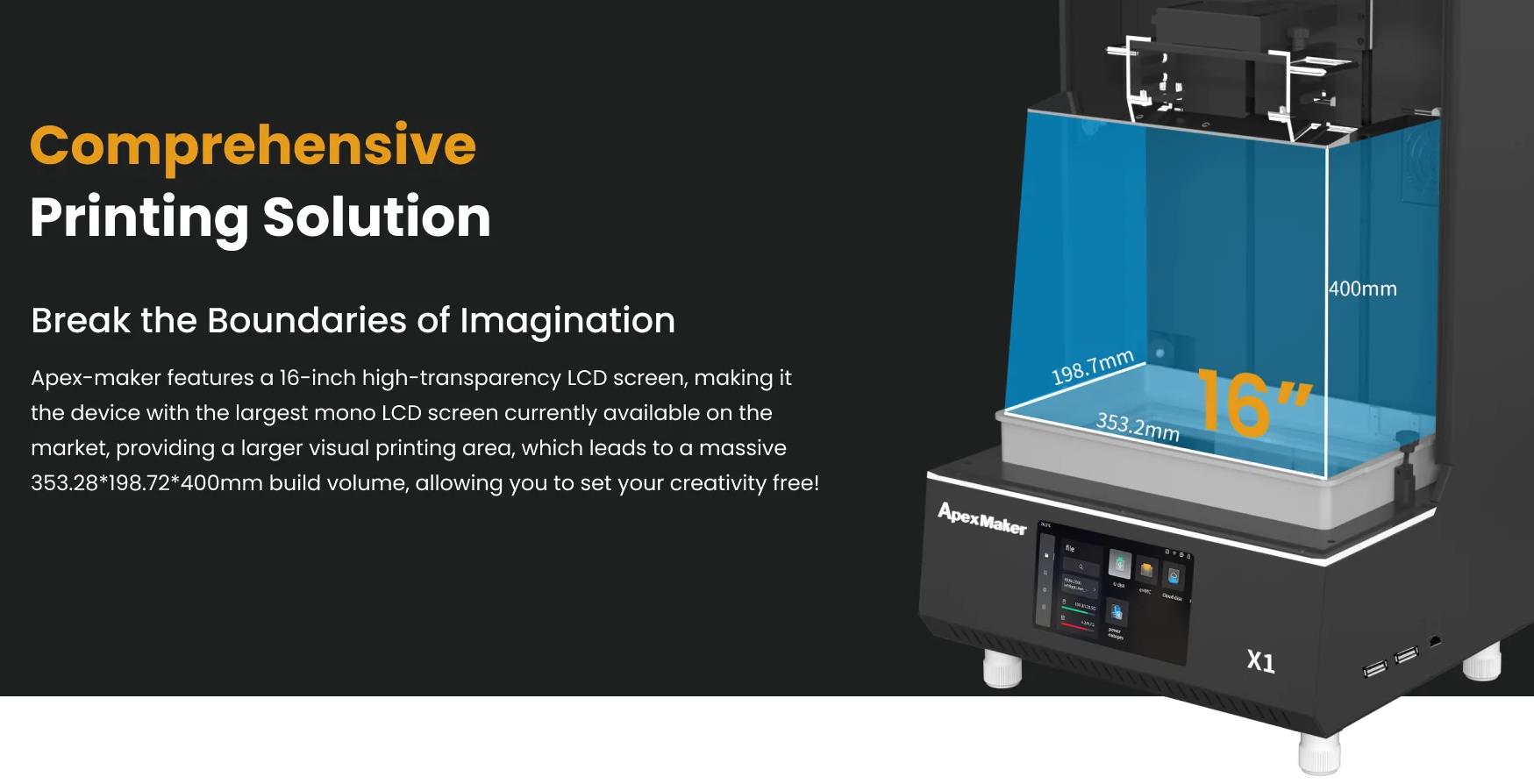 [视频] Apex-maker X1：工业高速16英寸8K LCD光固化3D打印机