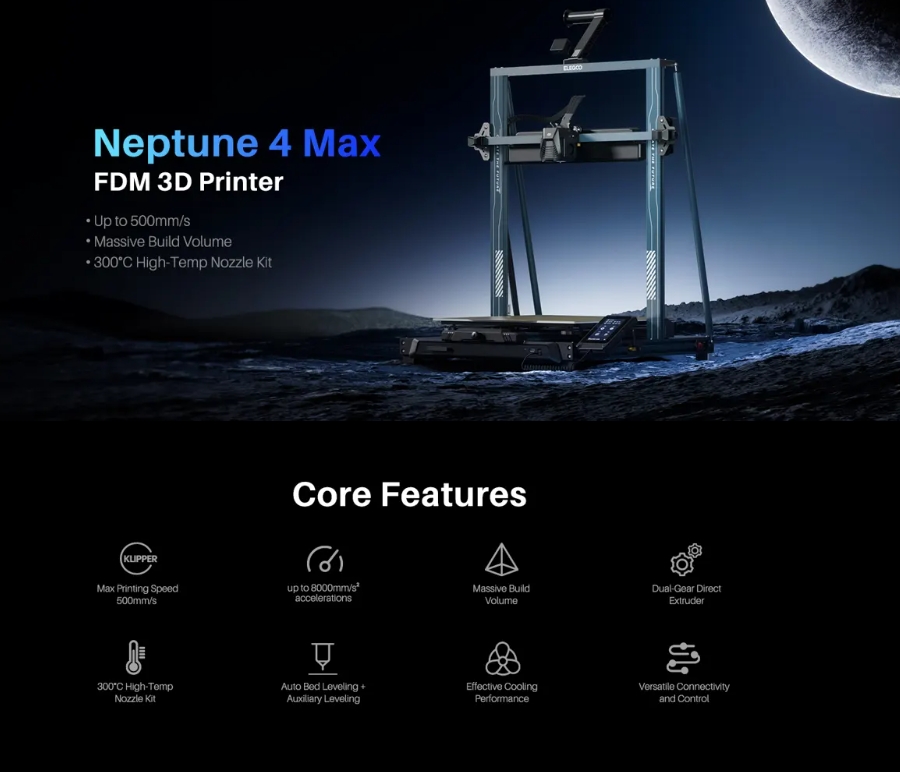 [视频] ELEGOO Neptune4 Plus和ELEGOO Neptune4 Max FDM 3D打印机