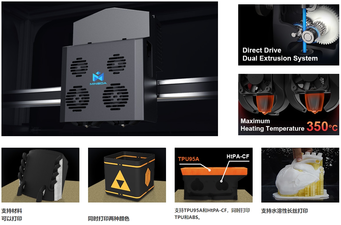 [视频] MINGDA MD-600D独立双挤出大尺寸FDM 3D打印机 打印更大更快