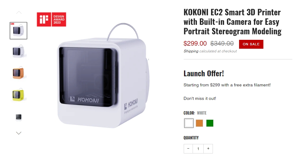[视频] KOKONI EC2智能3D打印机：内置摄像头、0基础AI建模、海量模型库