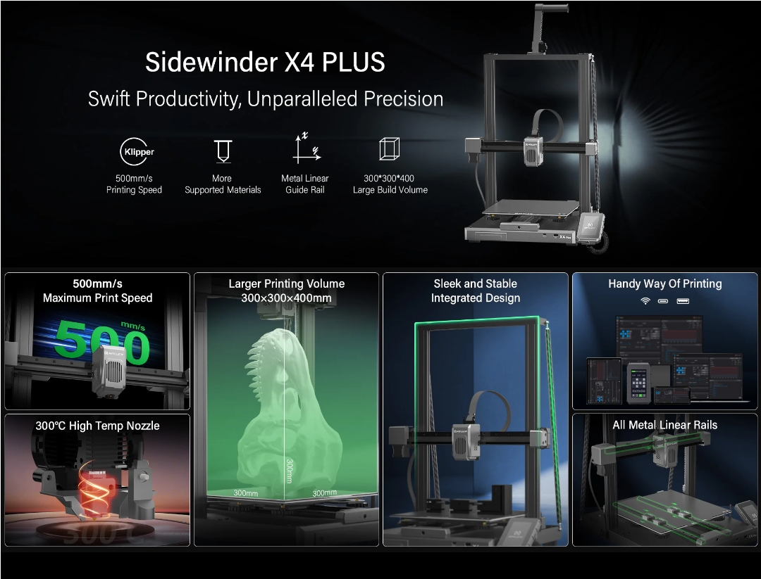 [视频] Artillery Sidewinder X4 Plus大尺寸Klipper 3D打印机