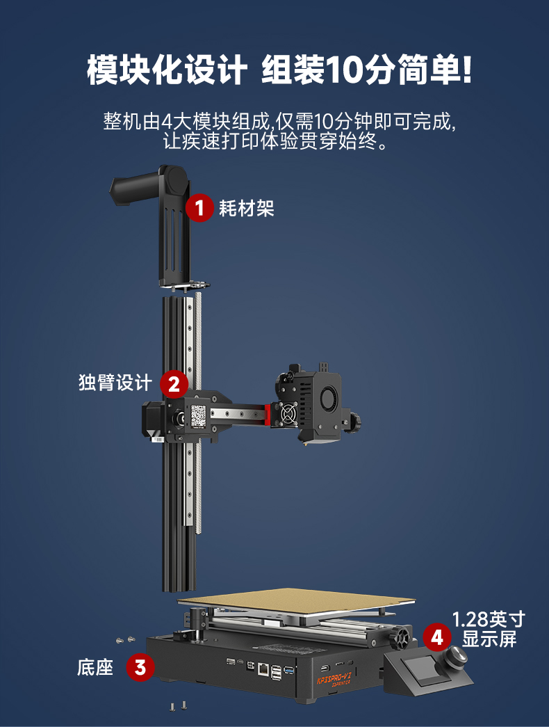[视频] Kingroon KP3S Pro V2：Klipper悬臂快速3D打印机