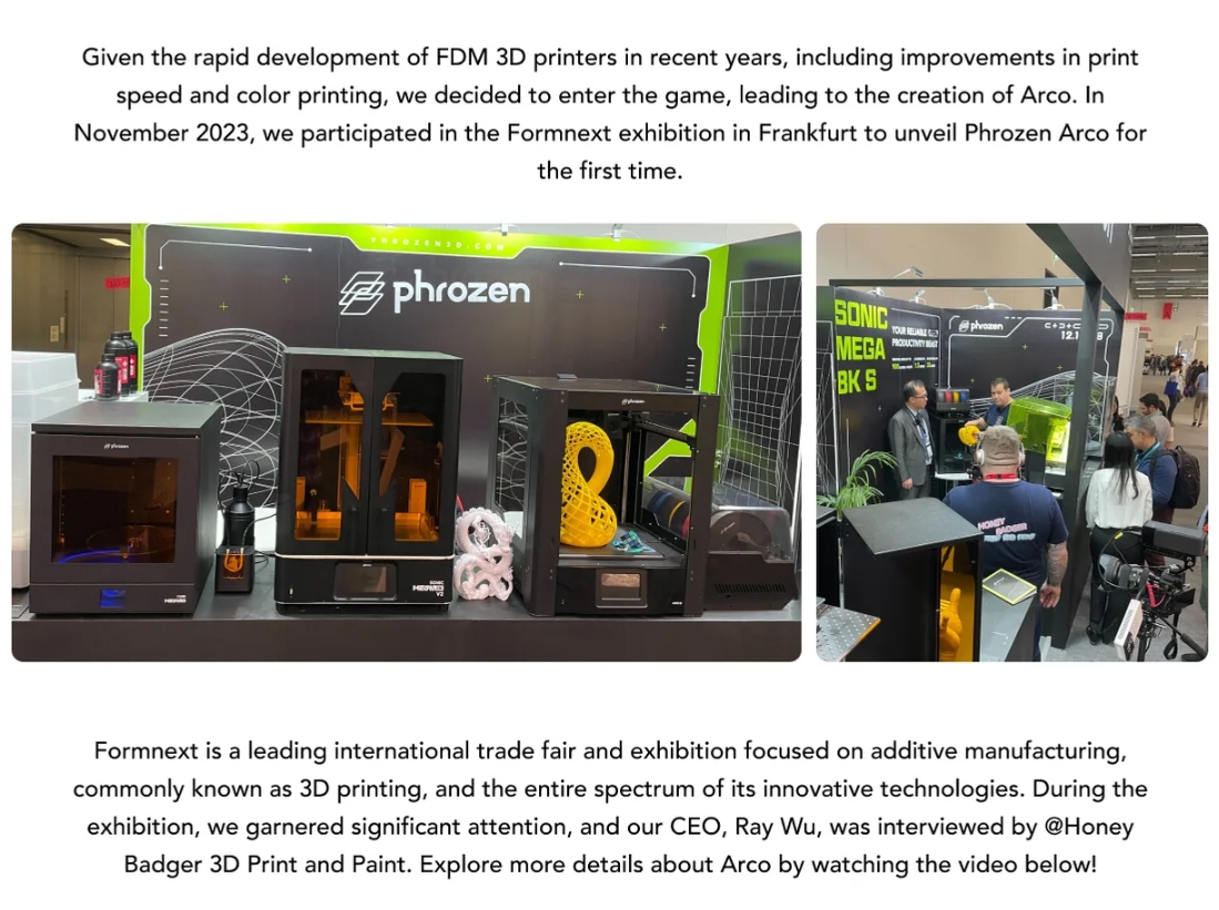 [视频] Phrozen Arco FDM 3D打印机：打印更大、更快、更多颜色