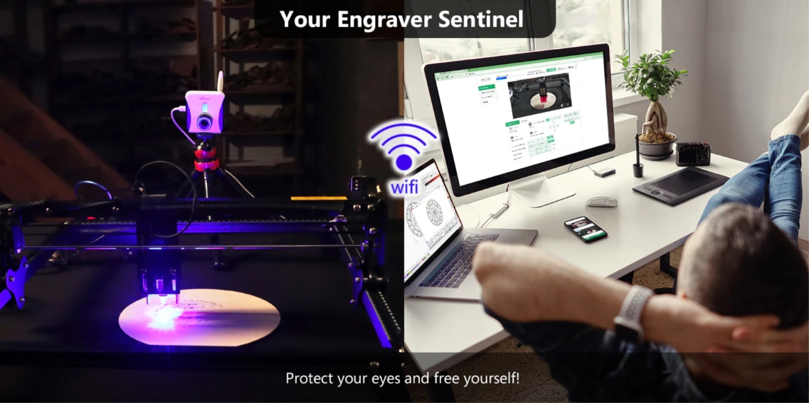 [视频] Mintion Lasercam：适用于激光雕刻切割机的远程监控、定位、火灾探测器
