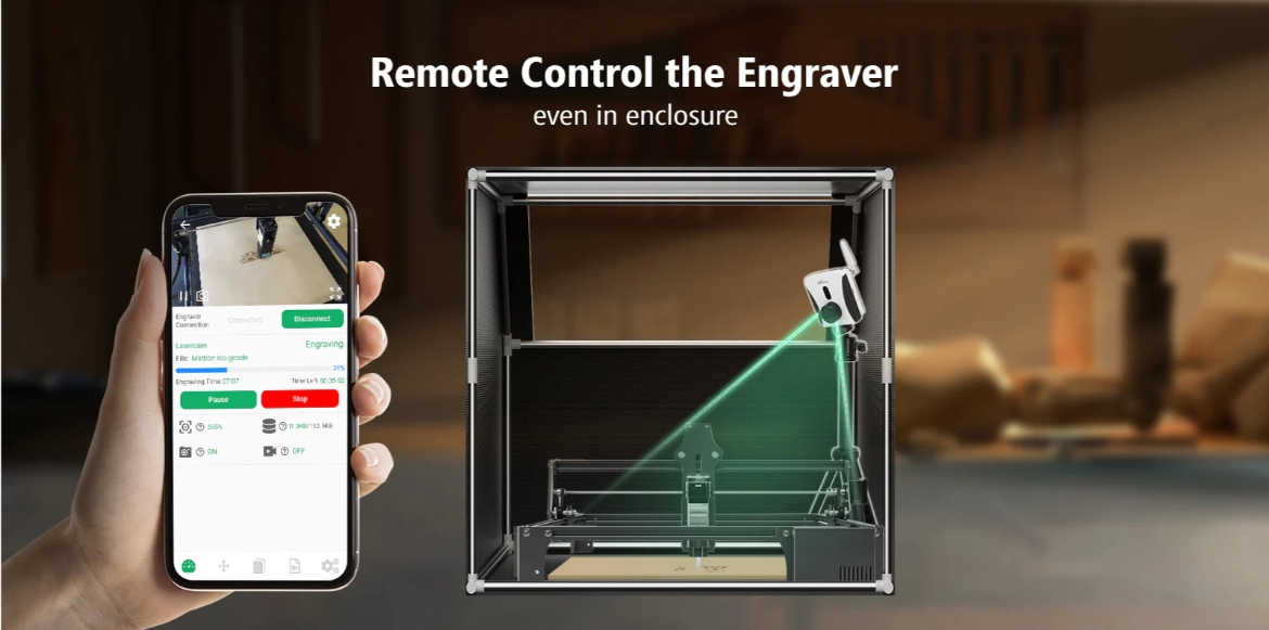 [视频] Mintion Lasercam：适用于激光雕刻切割机的远程监控、定位、火灾探测器