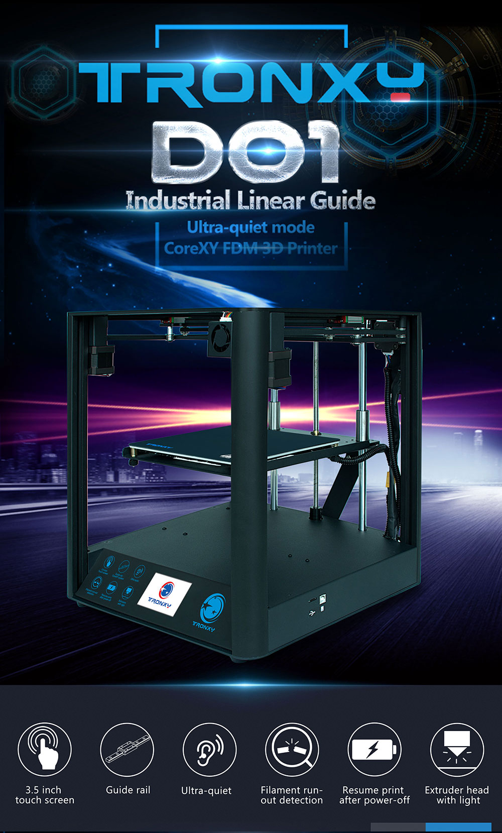 [视频] Tronxy 新款D01 DIY 3D打印机开箱组装调试