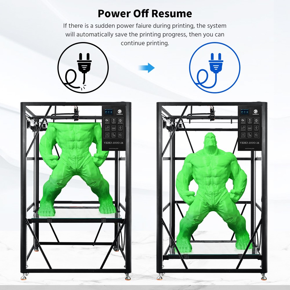 [视频] Tronxy VEHO-1000-16：1000x1000x1600mm 320°c 高温直驱3D打印机