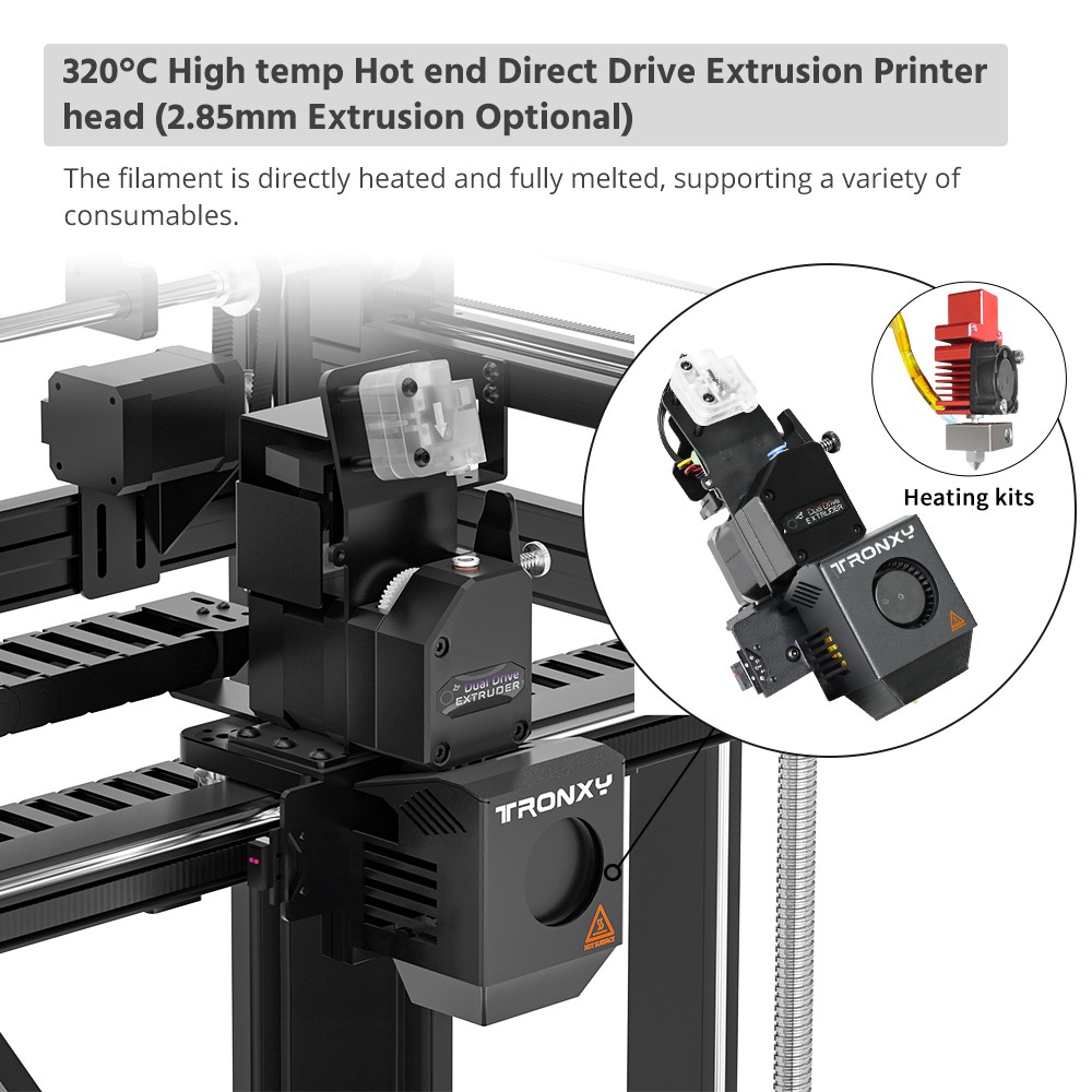 [视频] Tronxy VEHO-1000-16：1000x1000x1600mm 320°c 高温直驱3D打印机