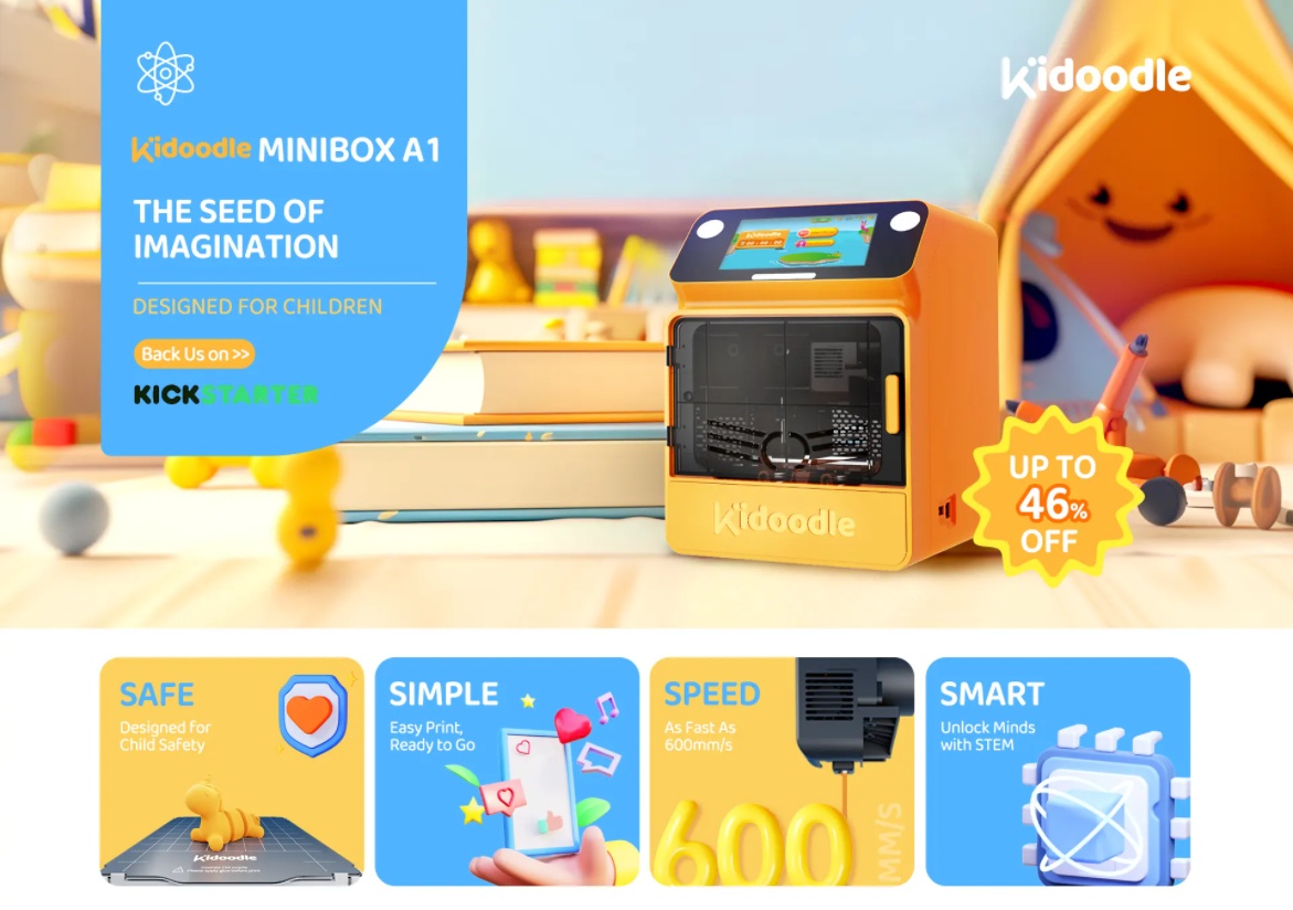 [视频] Kidoodle MiniBox A1儿童3D打印机 专为儿童设计