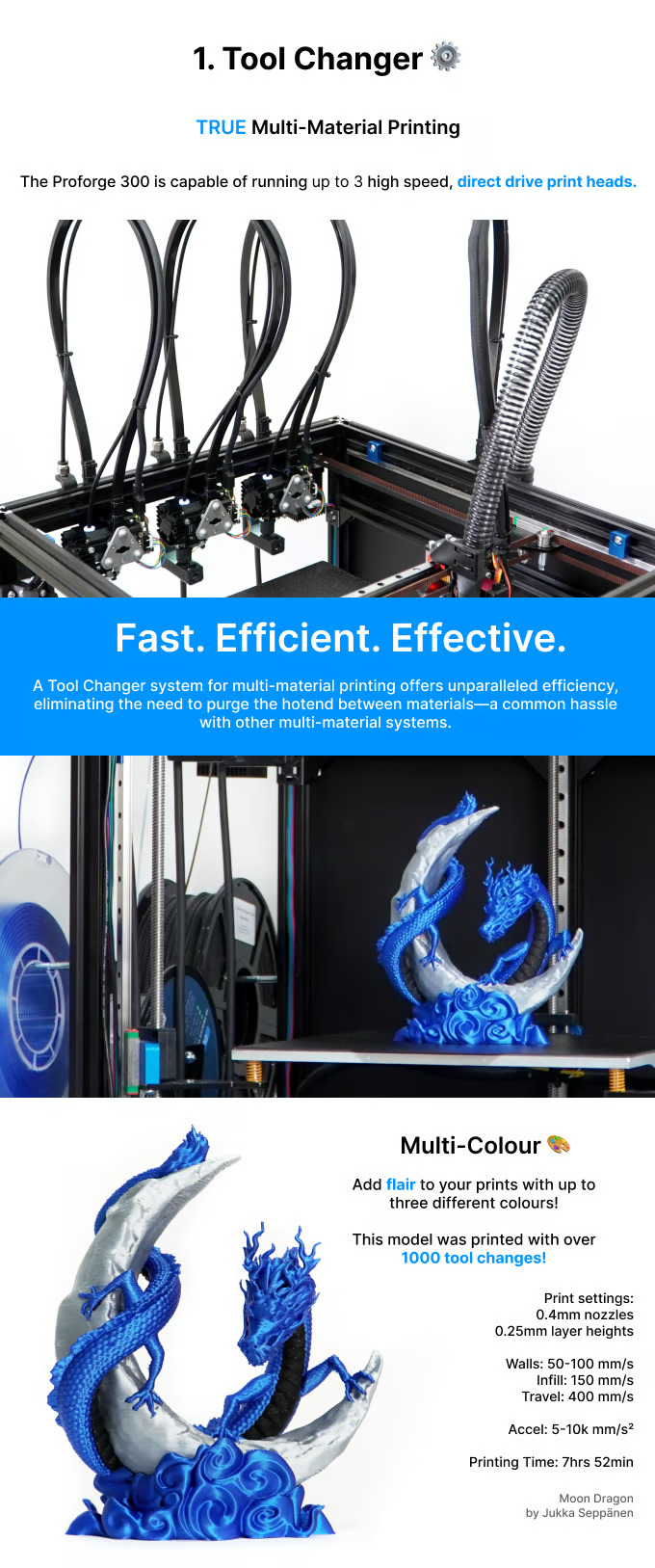 [视频] Makertech3D ProForge 300：先进的开源高速三独立工具切换3D打印机