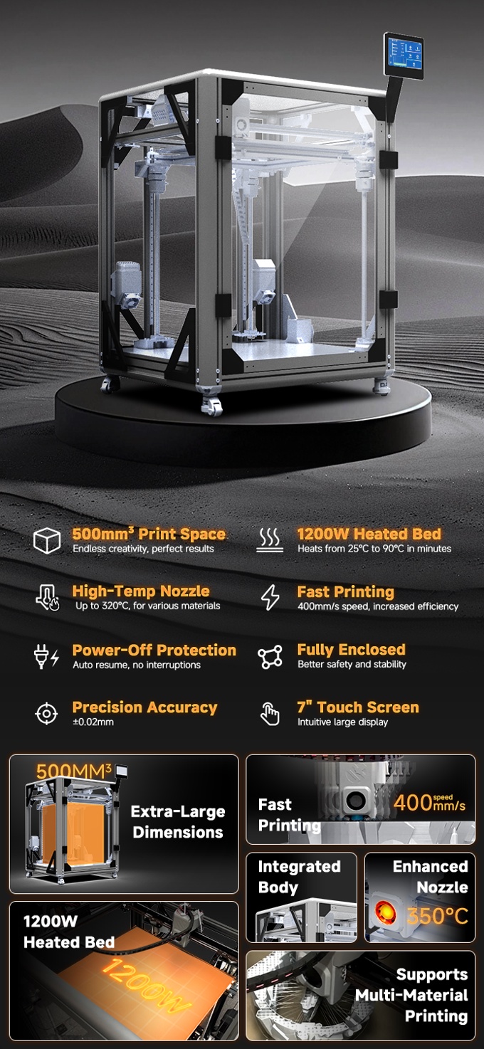 [视频] Freakstone F500：一款具有 500mm³ 巨大构建体积和专业级精度的工业3D打印机