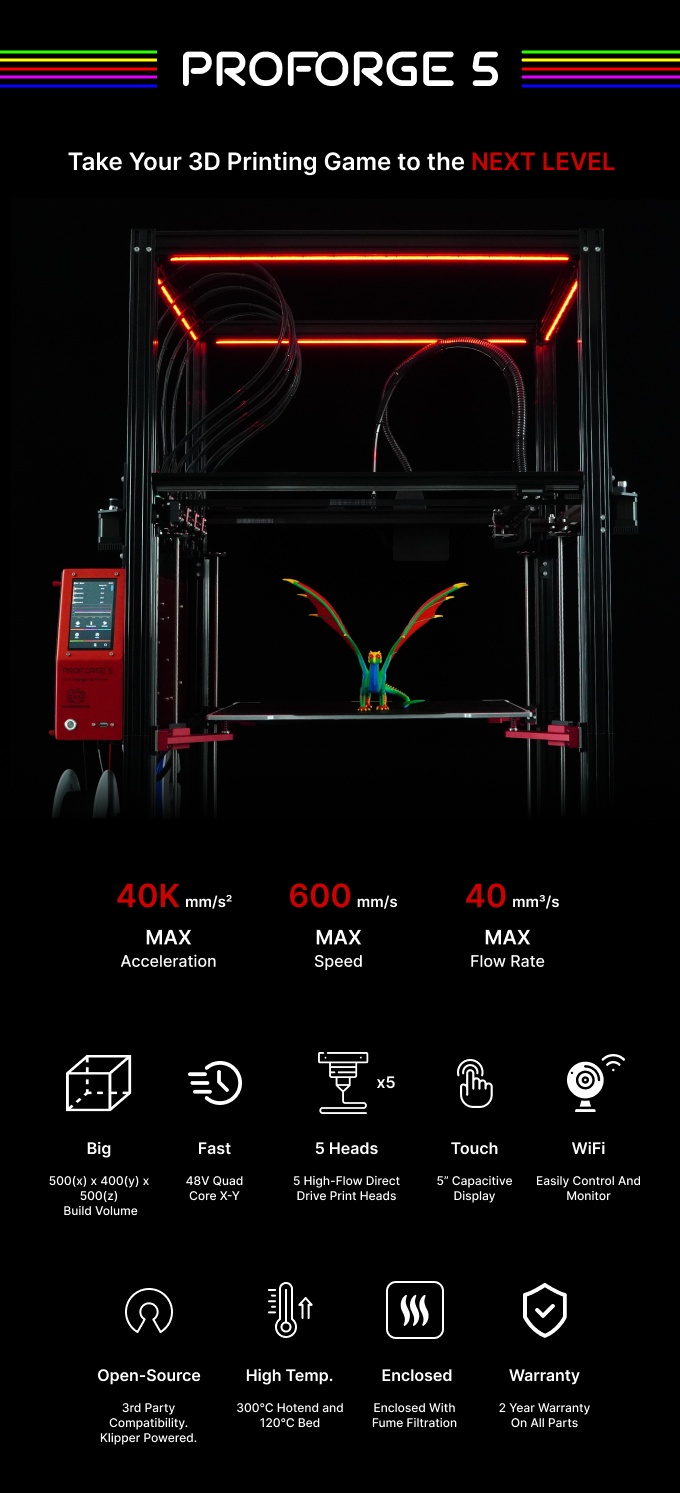 [视频] Makertech3D ProForge 5：五独立挤出头高速3D打印机