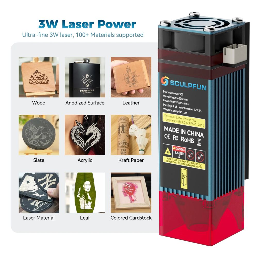 [视频] Sculpfun C1：最小巧的迷你激光雕刻机 150x130mm 精准雕刻