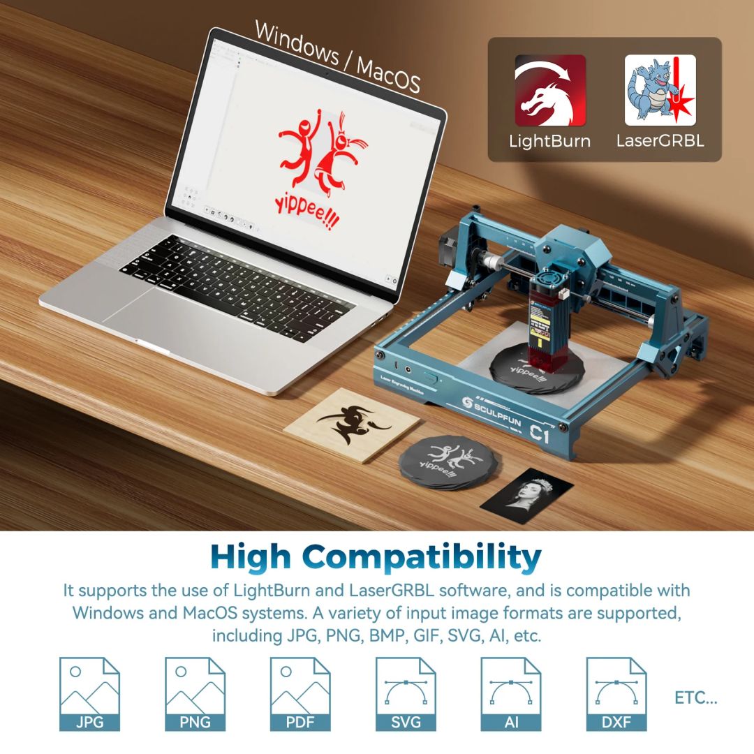 [视频] Sculpfun C1：最小巧的迷你激光雕刻机 150x130mm 精准雕刻